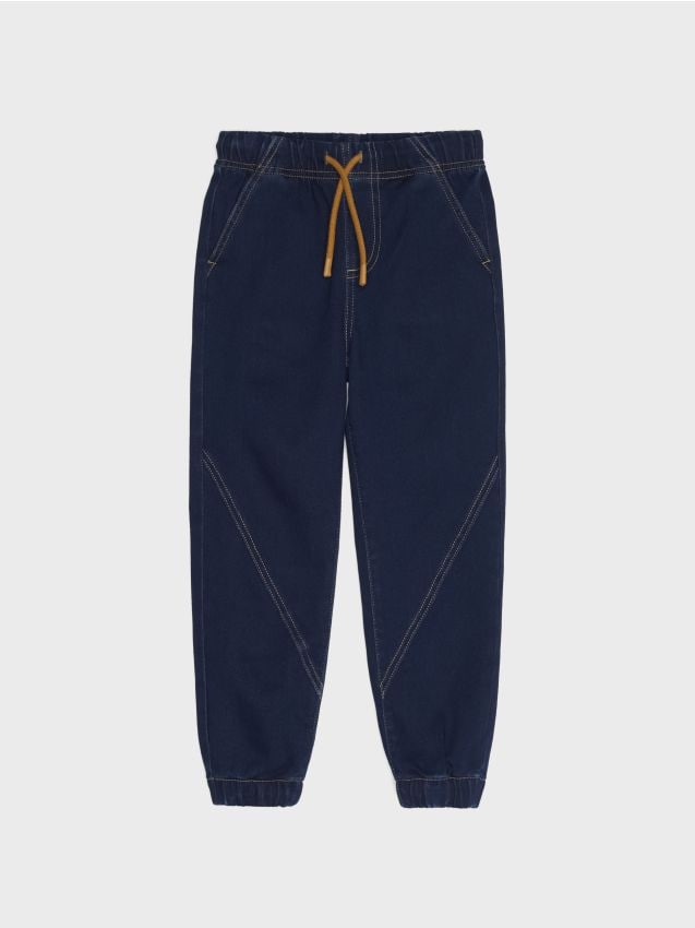 Sinsay - Blugi jogger regular cu cusături - bleumarin