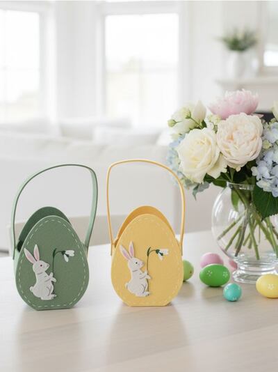 Великденски кошнички с мотив на заек, комплект от 2