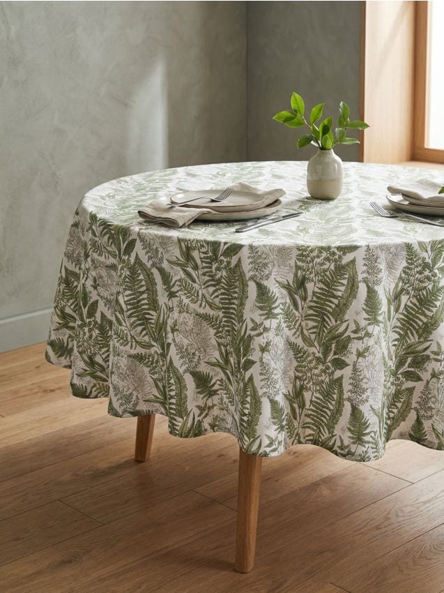 Sinsay - Față de masă rotundă cu motiv vegetal - verde-prăfuit