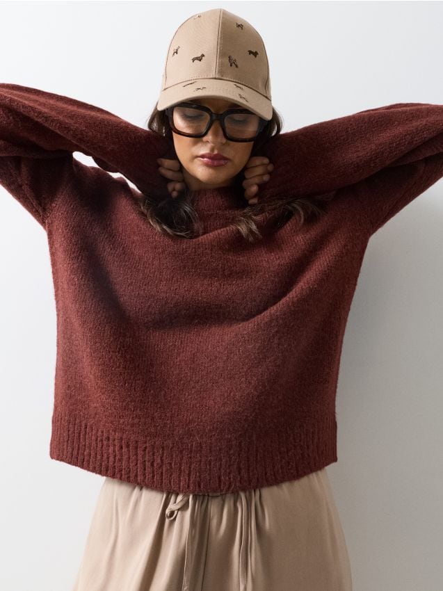 Sinsay - Pulover oversize cu mâneci lungi - arămiu