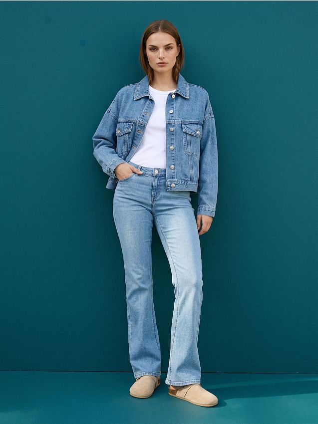 Sinsay - Blugi flare cu talie joasă - albastru