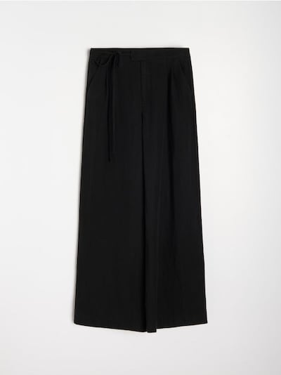 Široké kalhoty s lněným vláknem