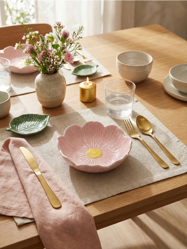 Sinsay - Bol ceramic cu motiv floral - roz-pastel