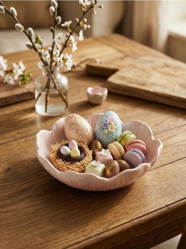 Sinsay - Bol ceramic cu motiv floral - roz-pastel