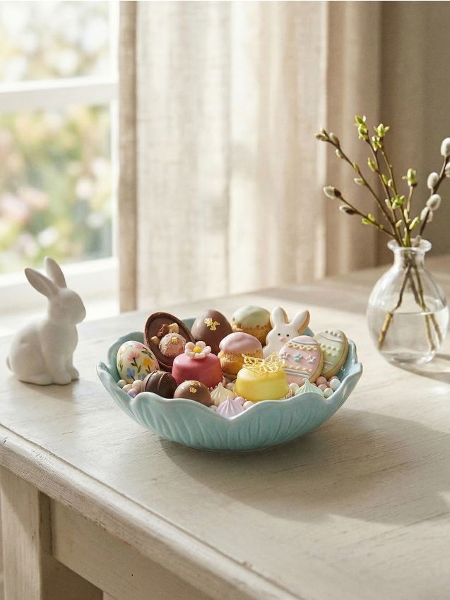 Sinsay - Bol ceramic în formă de floare - albastru-pal