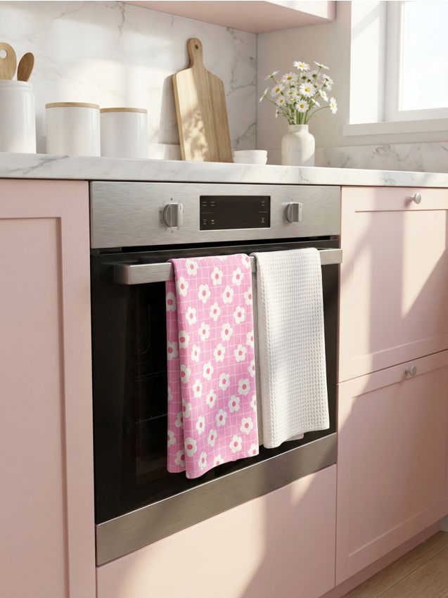 Sinsay - Set de prosoape de bucătărie cu motiv floral, set de 2 - portocaliu