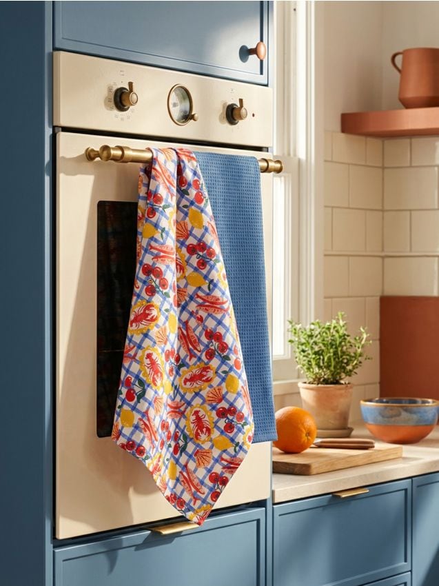 Sinsay - Prosoape de bucătărie cu motiv de fructe de mare 2 pack - light blue