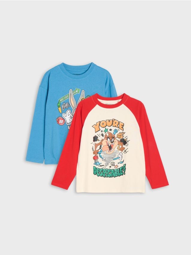 Sinsay - Tricouri din bumbac cu imprimeu 2 buc Looney Tunes - multicolor