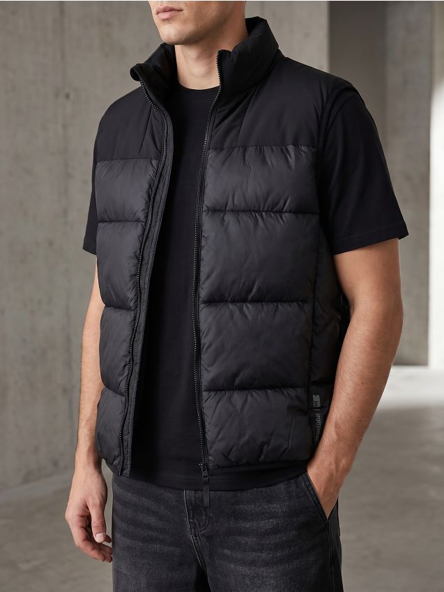 Sinsay - Vestă puffer matlasată - negru