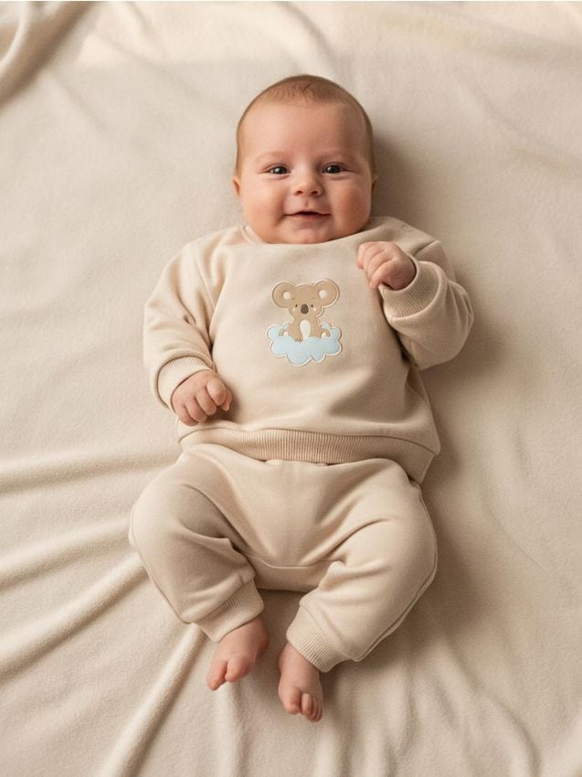 Sinsay - Bawełniany komplet: bluza i spodnie - szary