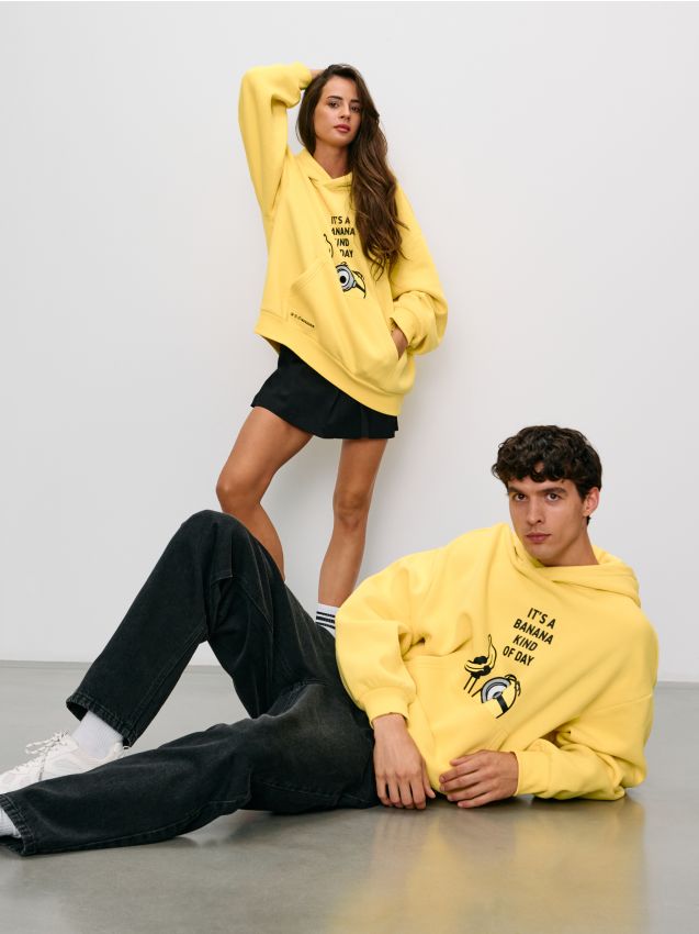 Sinsay - Hanorac cu imprimeu Minions - galben