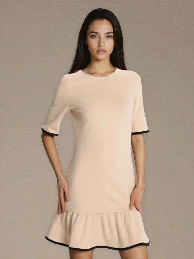 Sinsay - Rochie mini cu tiv contrastant din vâscoză - nude