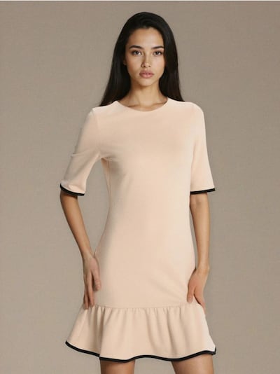 Миди рокля с контрастен кант от вискоза