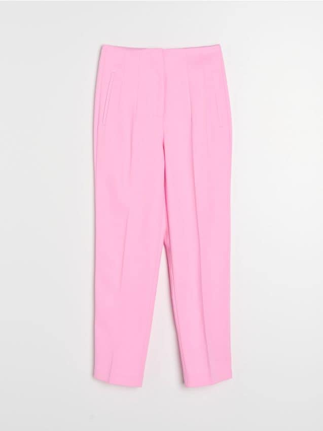Sinsay - Spodnie cygaretki z domieszką wiskozy - różowy
