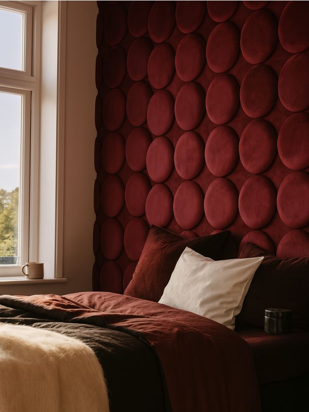 Sinsay - Čalúnený panel s zamatovým povrchom - bordová