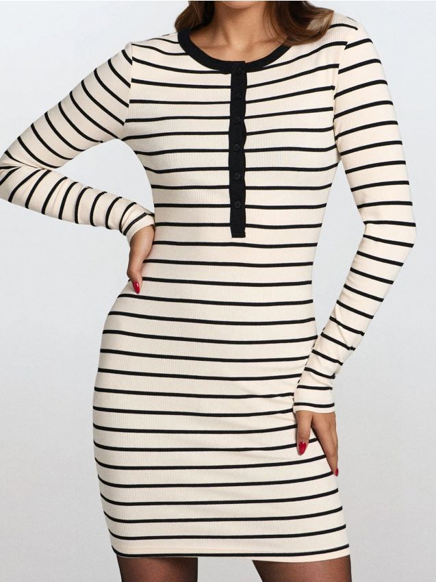 Sinsay - Rochie mulată în dungi - multicolor