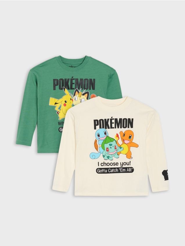 Sinsay - Tricouri din bumbac cu imprimeu Pokémon 2 pack - multicolor