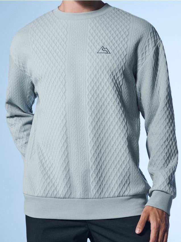 Sinsay - Hanorac texturat crewneck - albastru-pal