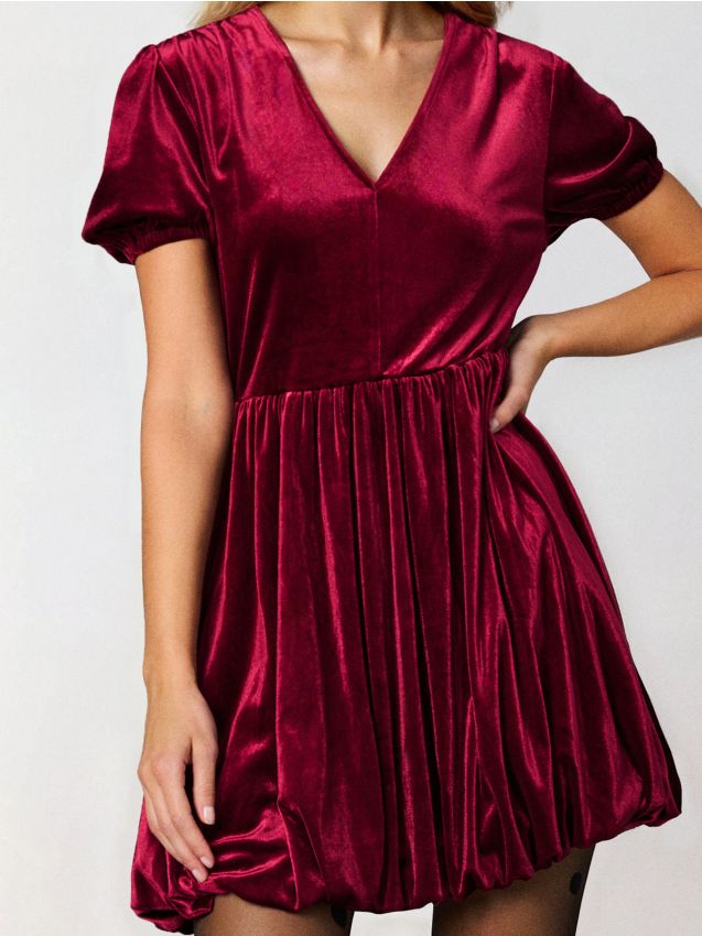 Vestito a palloncino - bordeaux