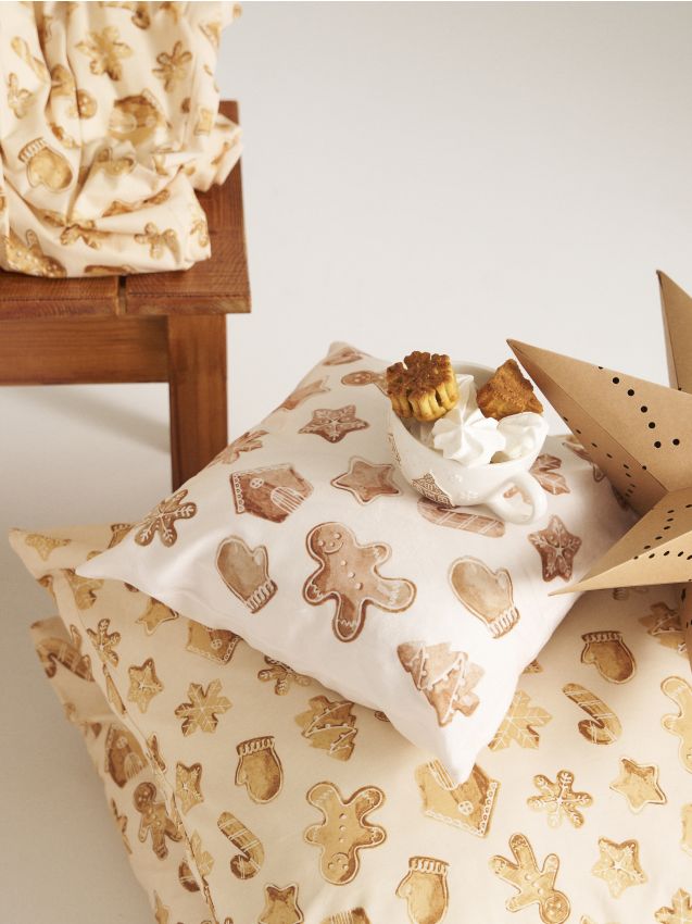 Sinsay - Obliečka na vankúš s vianočným motívom - krémová