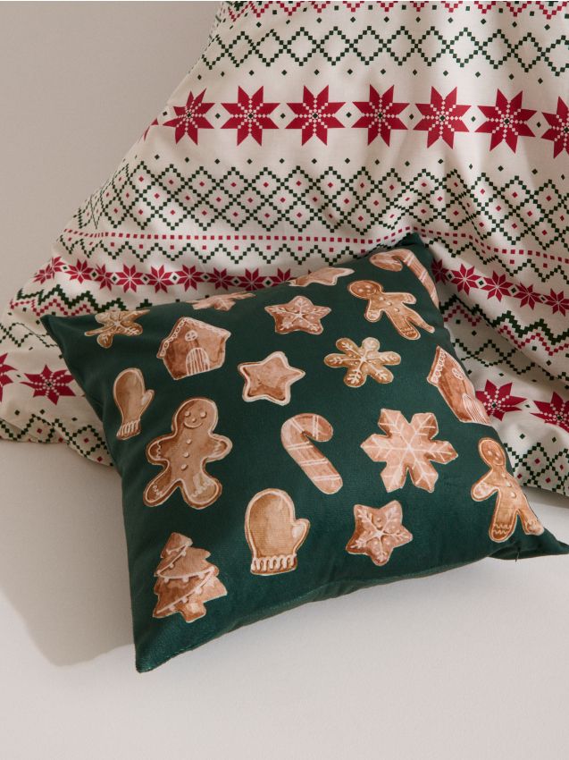 Sinsay - Obliečka na vankúš s vianočným motívom - modrozelená