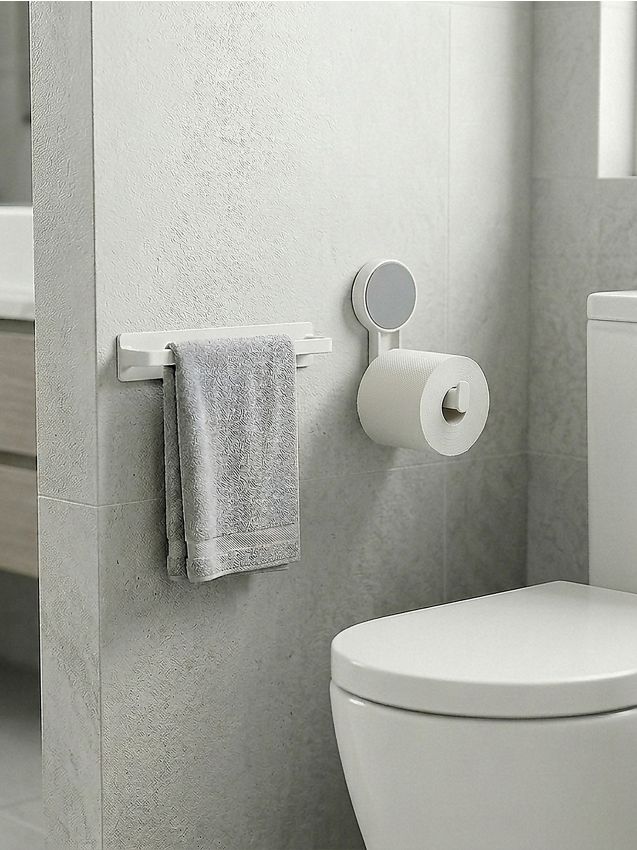 Sinsay - Set pentru baie: suport pentru hârtie igienică și cârlig - alb