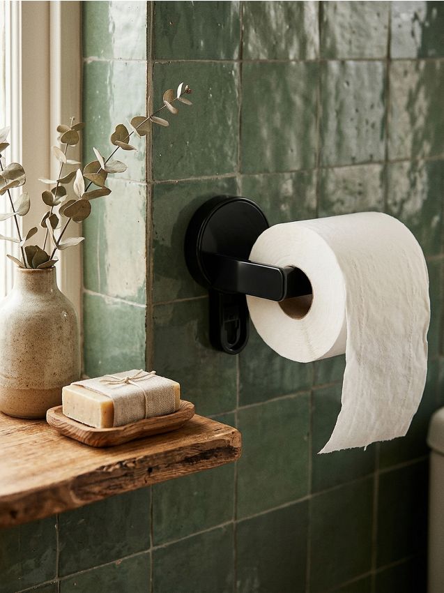 Sinsay - Set pentru baie: suport pentru hârtie igienică și cârlig - negru