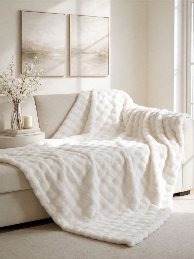 Sinsay - Pătură netedă - alb