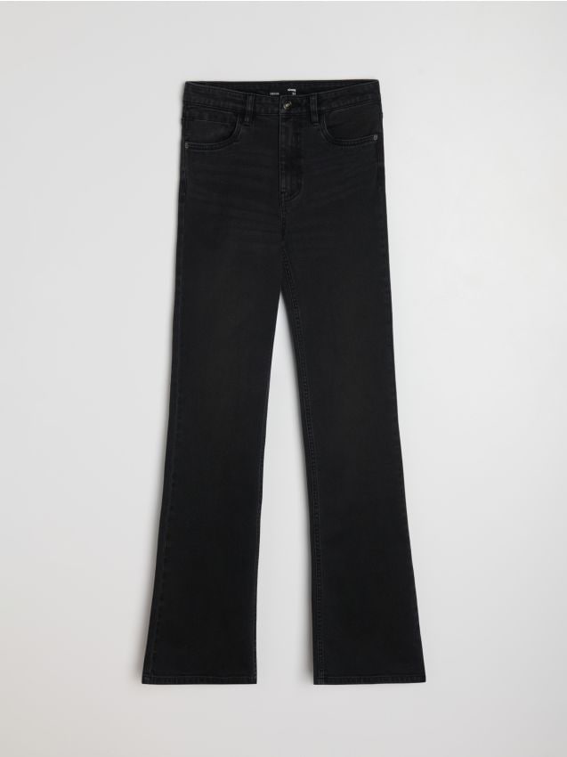 Sinsay - Džínsy do zvonu so stredným pásom - čierna