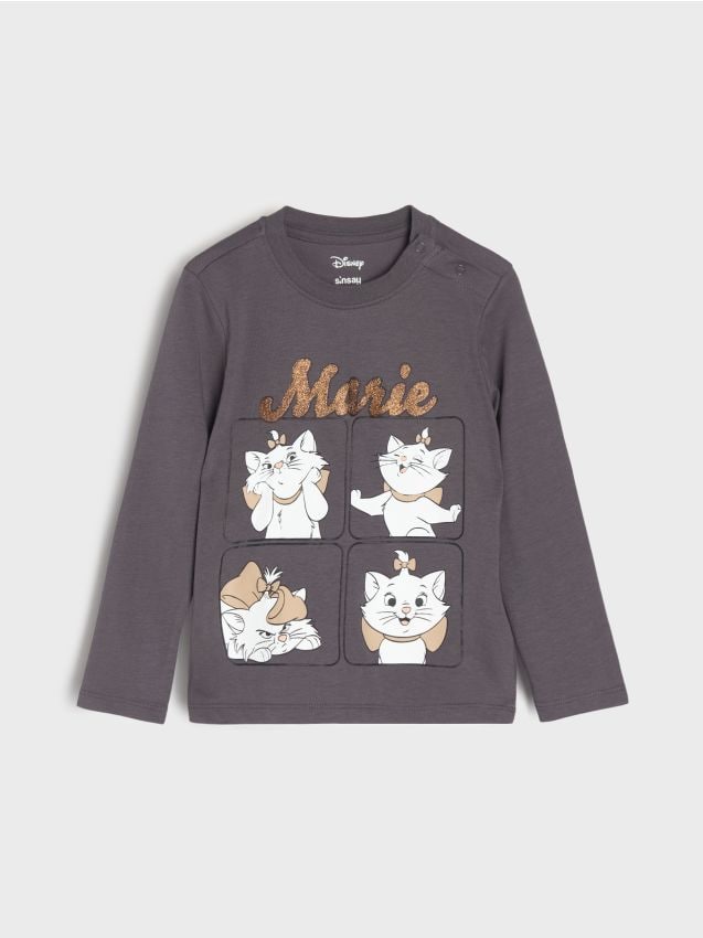 Sinsay - Tricou din bumbac cu imprimeu Marie - negru-antracit