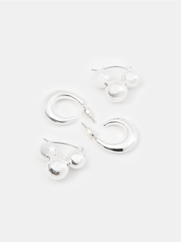 Sinsay Sinsay - Σκουλαρίκια καρφωτά 2 pack - ασημι