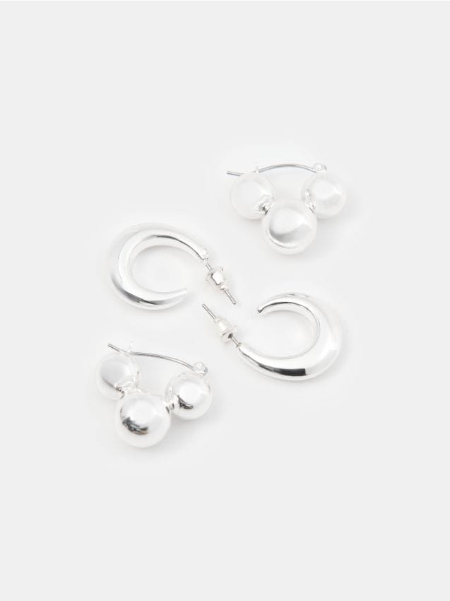 Sinsay - Cercei tip buton 2 pack - argintiu