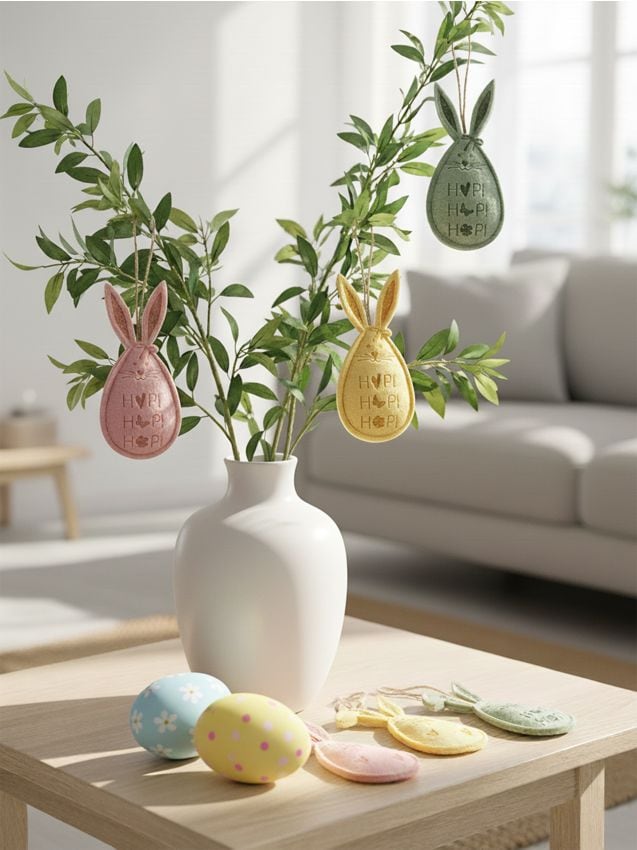 Sinsay - Decorațiuni de Paște de agățat cu motiv de iepurași, set de 6 - multicolor