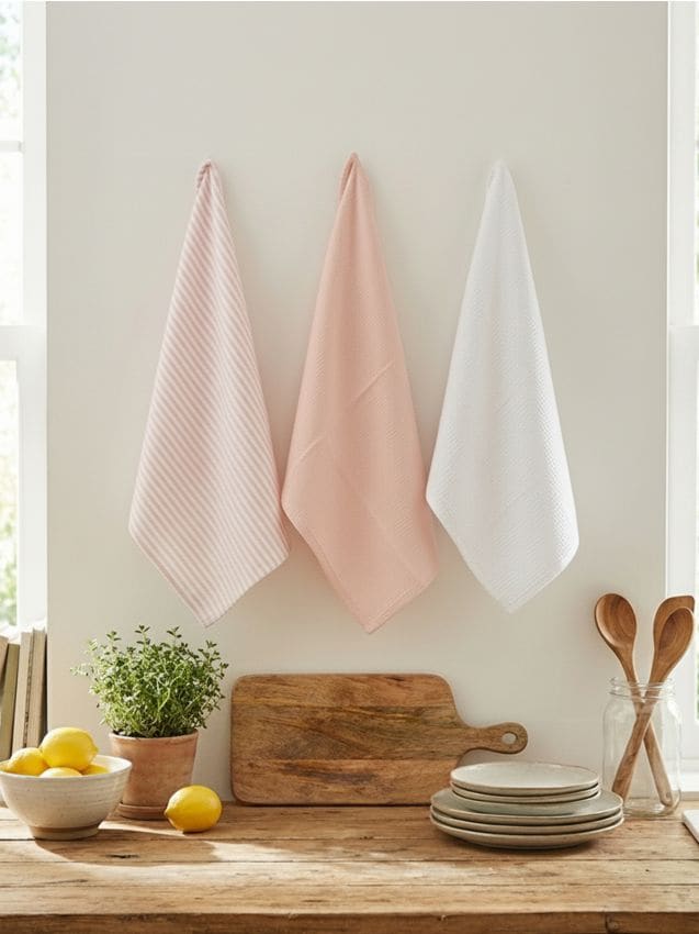 Sinsay - Set de prosoape de bucătărie 3 pack - roz-pastel