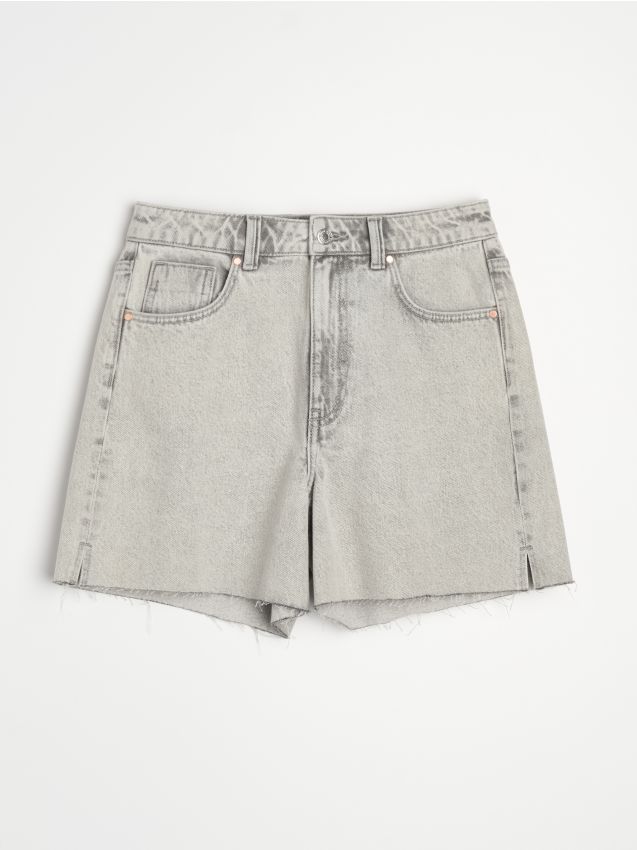 Bermuda in denim con spacco sulla gamba - grigio chiaro