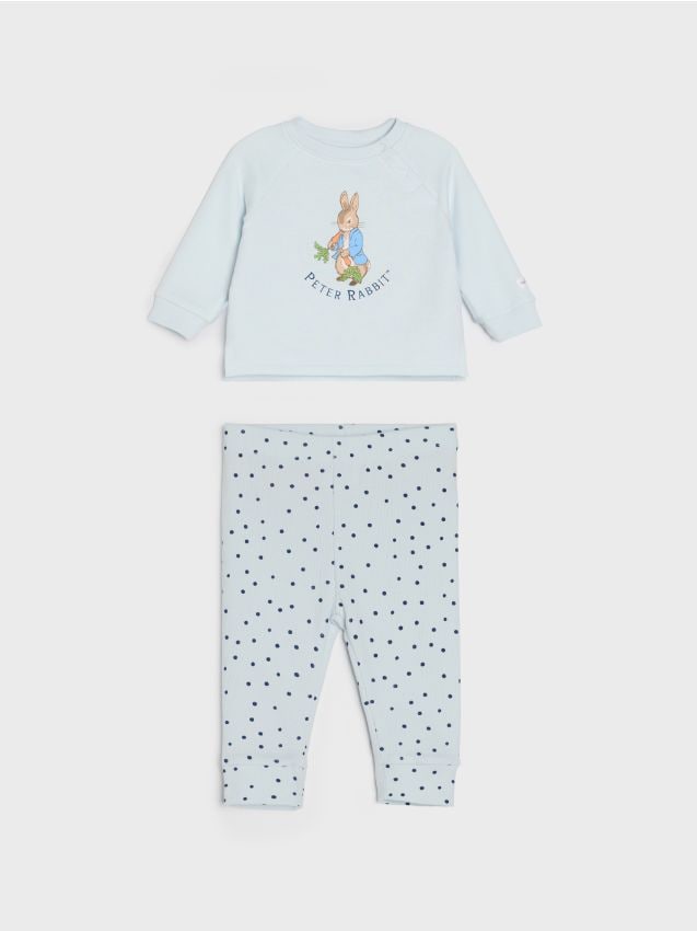 Sinsay - Komplet: bluza i legginsy Peter Rabbit - błękitny