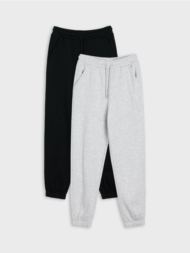 Sinsay - Pantaloni de trening jogger loose fit 2 pack - gri deschis