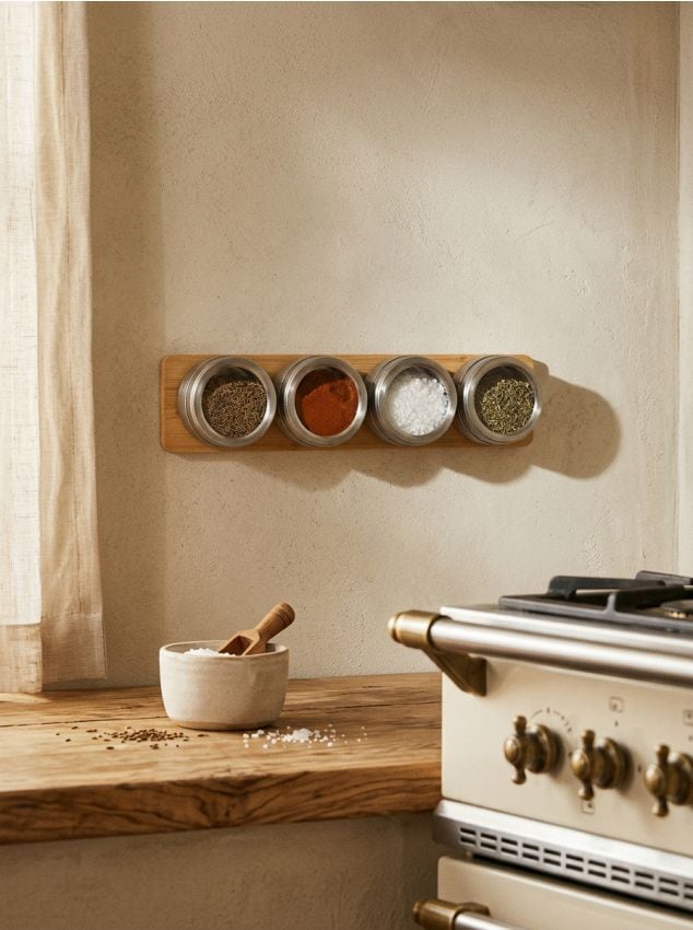 Sinsay - Set de recipiente pe suport din bambus - argintiu