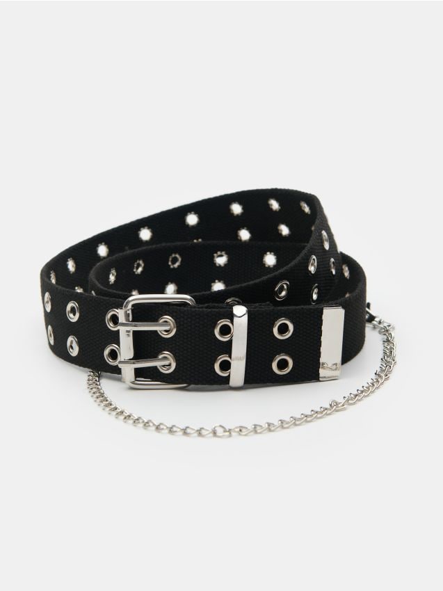 Sinsay - Curea din chingă cu cataramă metalică - negru