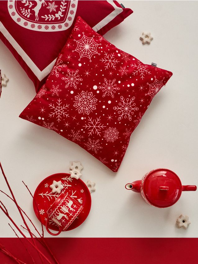 Sinsay - Obliečka na vankúš s vianočným motívom - červená