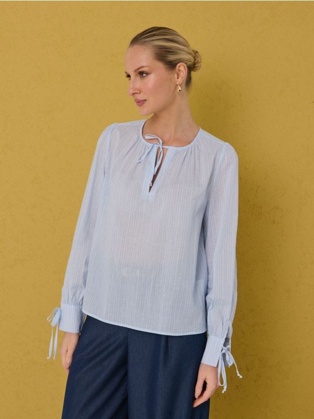 Sinsay - Cămașă din bumbac cu legături decorative - multicolor