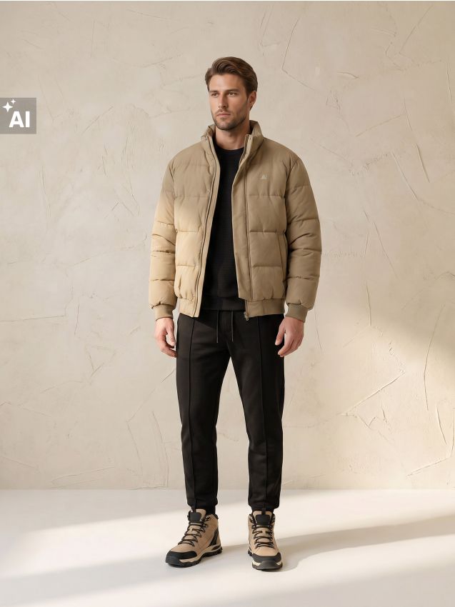 Sinsay - Jachetă puffer bomber călduroasă - bej