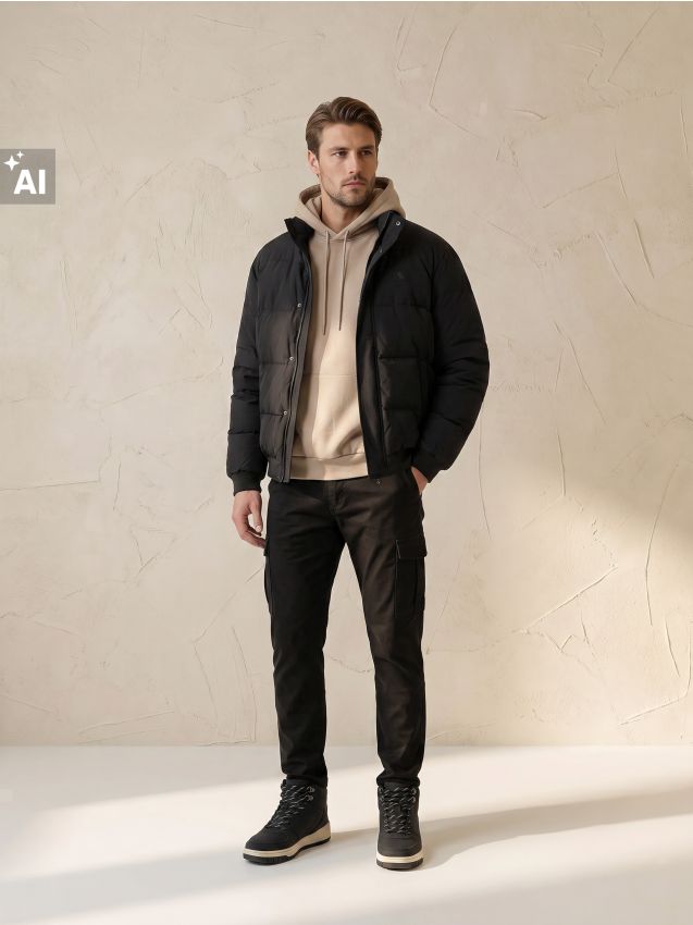 Sinsay - Jachetă puffer bomber călduroasă - negru