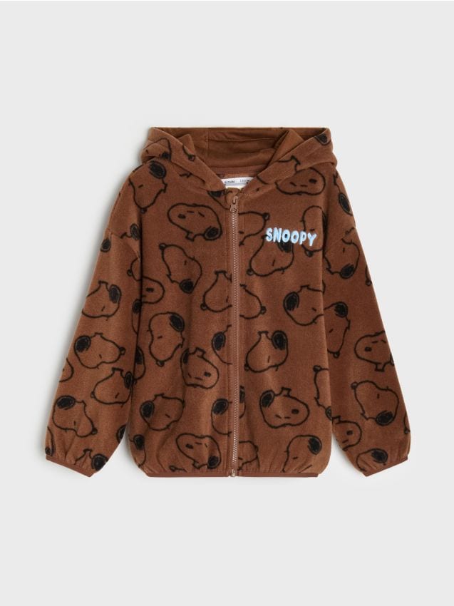 Sinsay - Hanorac din fleece cu fermoar Snoopy - maro