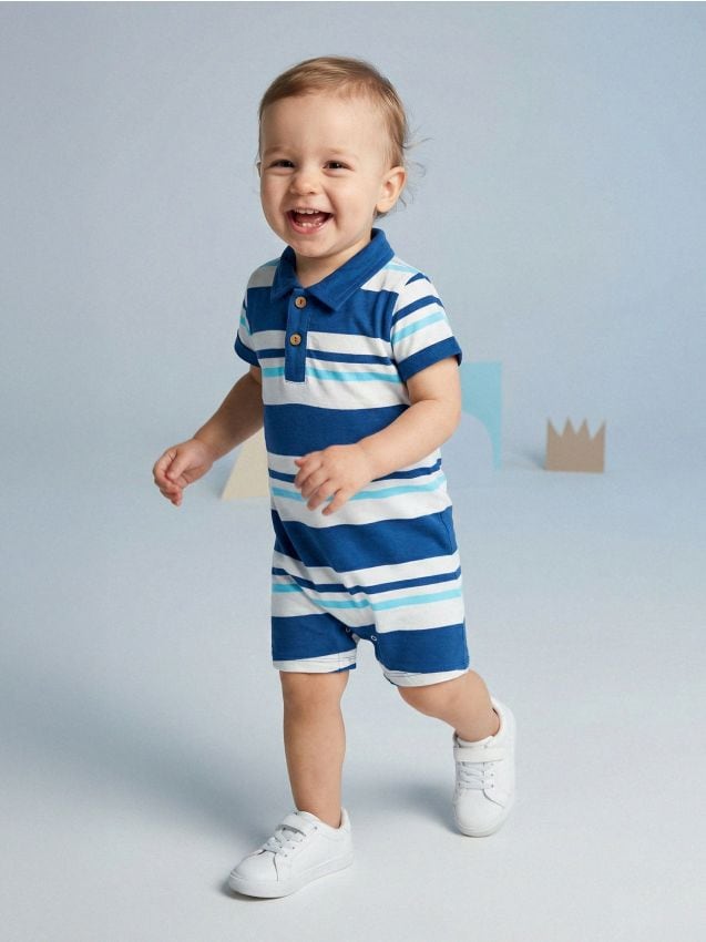 Sinsay - Rompere din Bumbac cu Dungi și Polo - multicolor