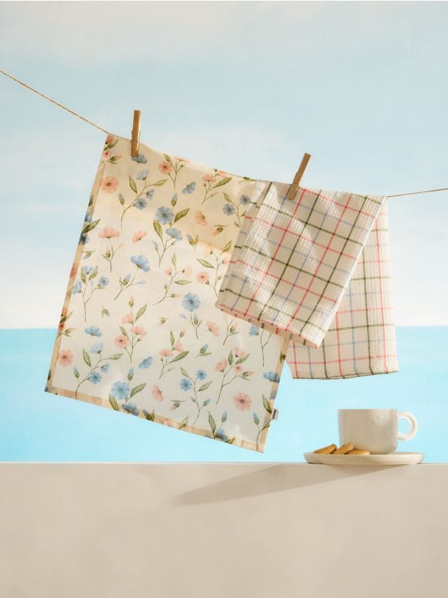 Sinsay - Set de prosoape de bucătărie cu modele florale și dungi 2 pack - multicolor