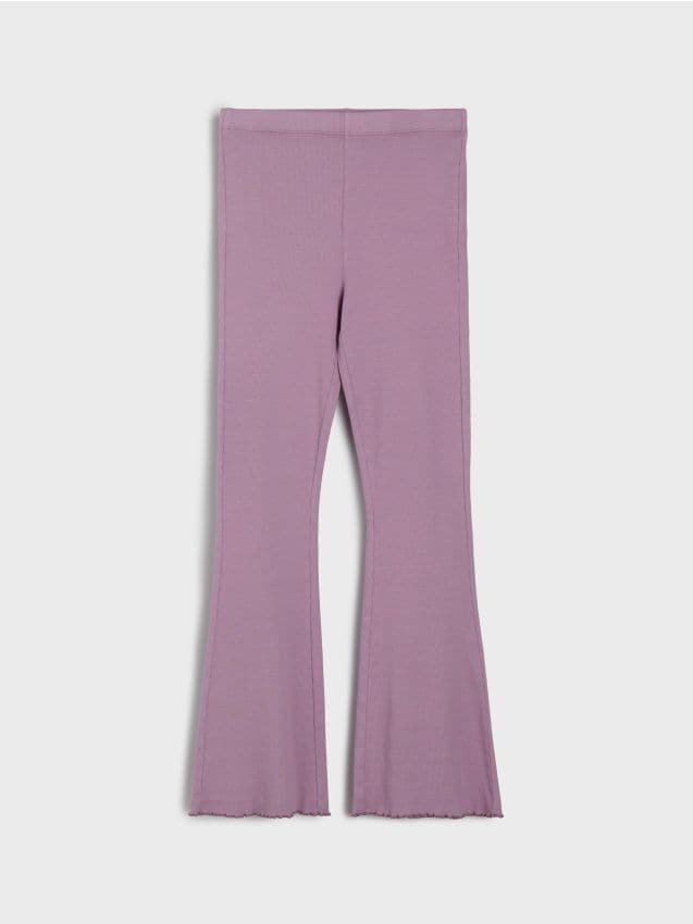 Sinsay - Colanți din bumbac flare - violet-orhidee