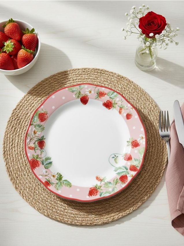 Sinsay - Farfurie ceramică cu motiv de căpșuni - roșu