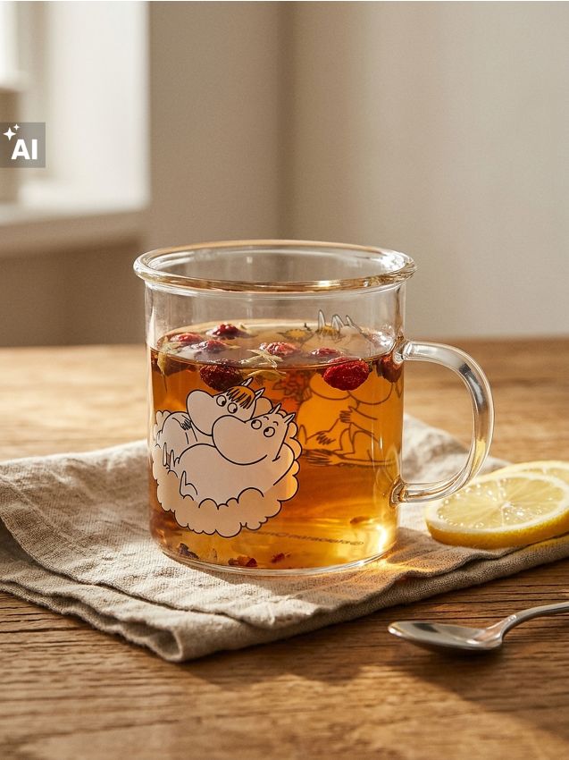 Sinsay - Cană din sticlă cu toartă The Moomins - multicolor