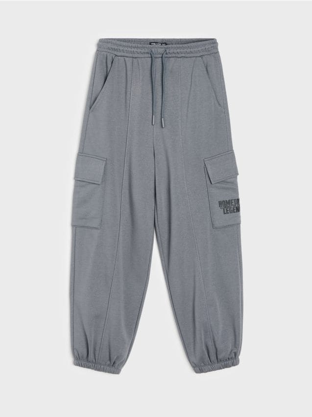 Sinsay - Pantaloni de trening balloon cu buzunare cargo - negru-antracit